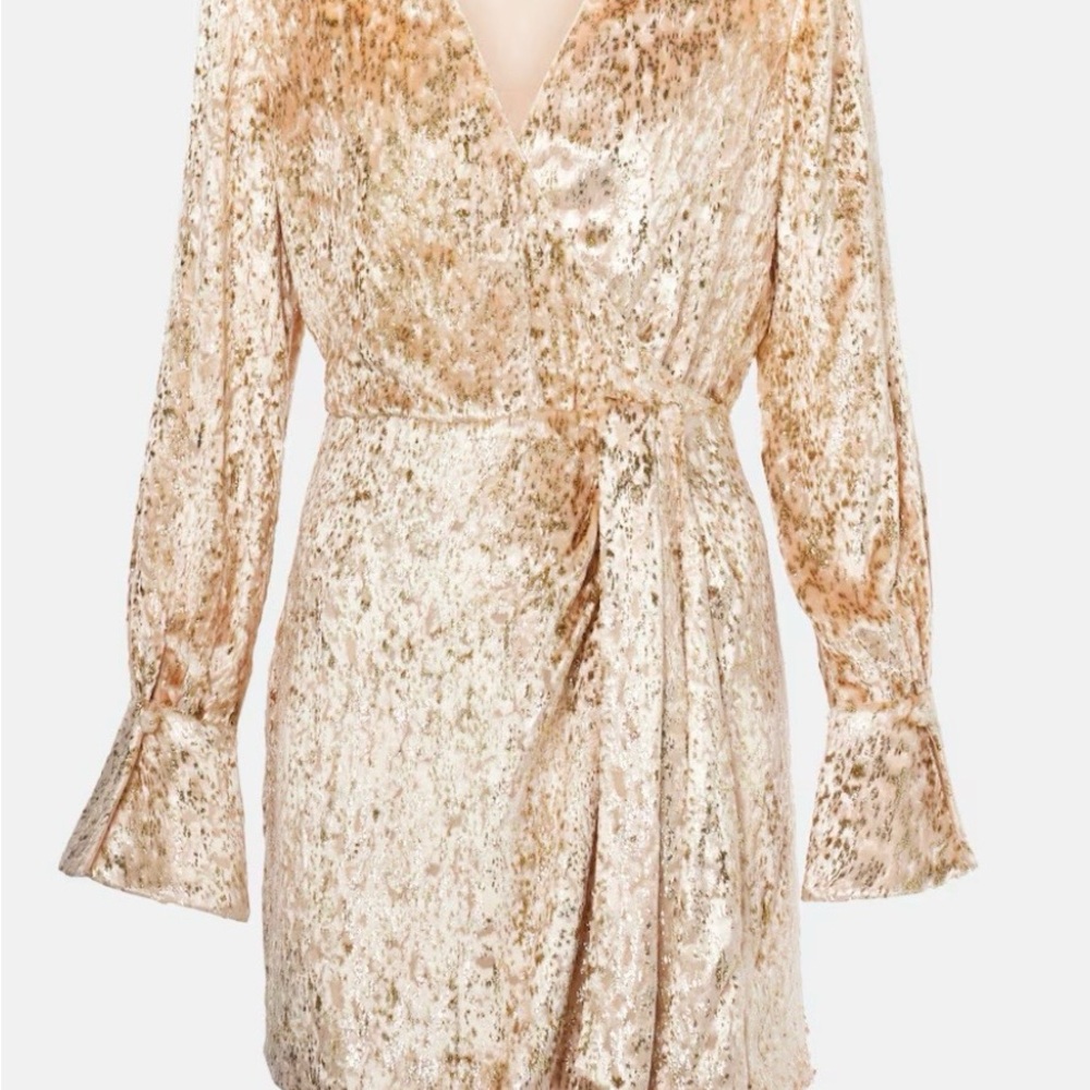 Jonathan Simkhai Metallic Blue Gold Long Sleeve Dress- Never worn